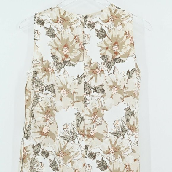 BABATON Aritzia Womens Size Medium Tan Floral Wieland Blouse Espace Desert Beige - Picture 6 of 10